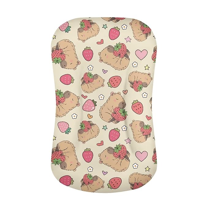 Strawberry Capybara Snuggle Me Lounger Cover for Baby Boys and Girls, Cute Lounger Pillow Covers, Newborn Infant Nest Slipcover 31.5'' x 21.3''