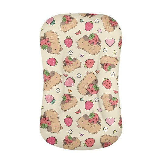 Strawberry Capybara Snuggle Me Lounger Cover for Baby Boys and Girls, Cute Lounger Pillow Covers, Newborn Infant Nest Slipcover 31.5'' x 21.3''