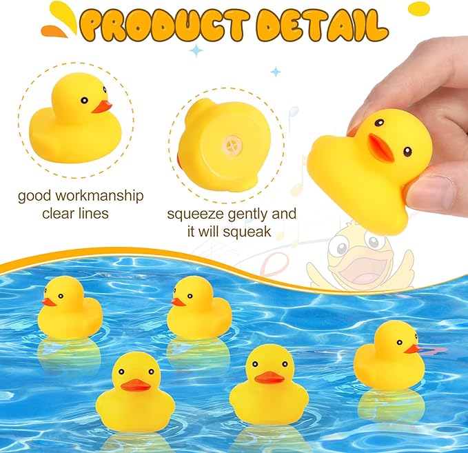 400 Pcs Mini Rubber Ducks Bulk, 2.17 x 1.97 x 1.85 Inch Float Tiny Baby Shower Rubber Duck, Small Rubber Duck, Preschool Bath Toy Rubber Duck Party Decoration Fun Squeak Small Duck Pool Toy (Yellow)