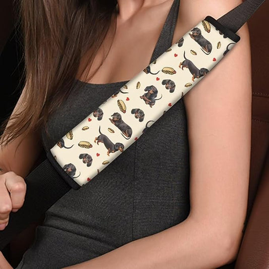 AFPANQZ Universal Safety Seat Belt Cover Cushion Fit Truck Vans Sedans SUVs Cute Dachshund Seat Belt Pad Cushion Comfortable Shoulder Protectors Pad