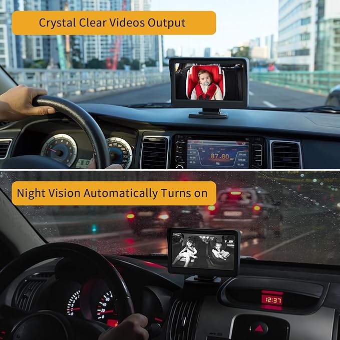 Itomoro Baby Car Camera, Easily Install Baby Car Mirror 1080P Clear Car Baby Camera for Rear Facing Seat Backseat 4.3 inch Display