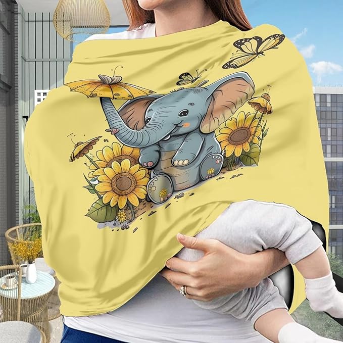 ZFRXIGN Elephant Sunflower Car Seat Seat Cover for Girls Gifts Nursing Cover Cute Canopy for Baby Breastfeeding Scarf Carseat Cover for Shopping Cart, High Chair Butterfly