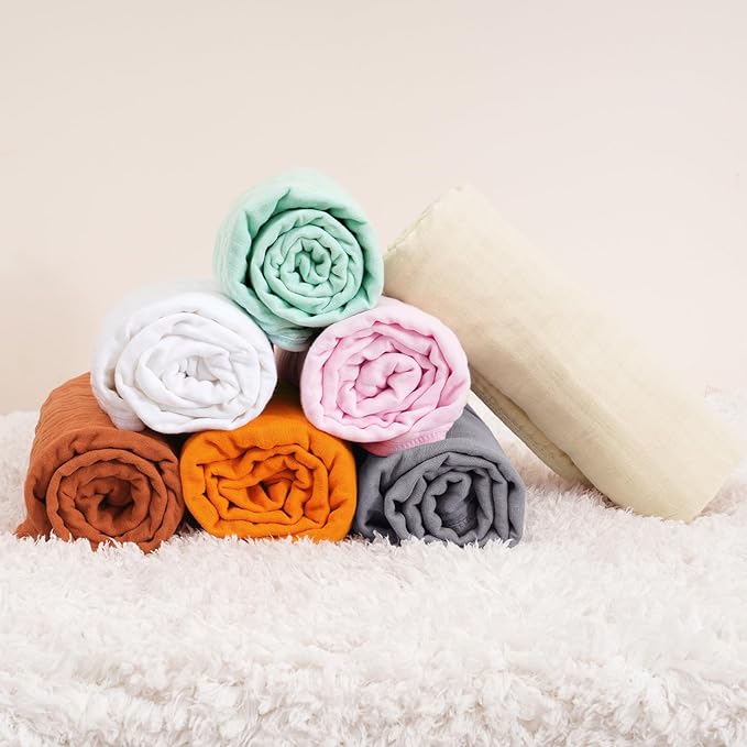 david's kids 2 Pack Hooded Baby Towels, 100% Muslin Cotton 6-Layer Ultra Soft Breathable Absorbent Baby Bath Towels for Infant and Toddler, Newborn Essentials, Large 32x32Inch, White & Grey