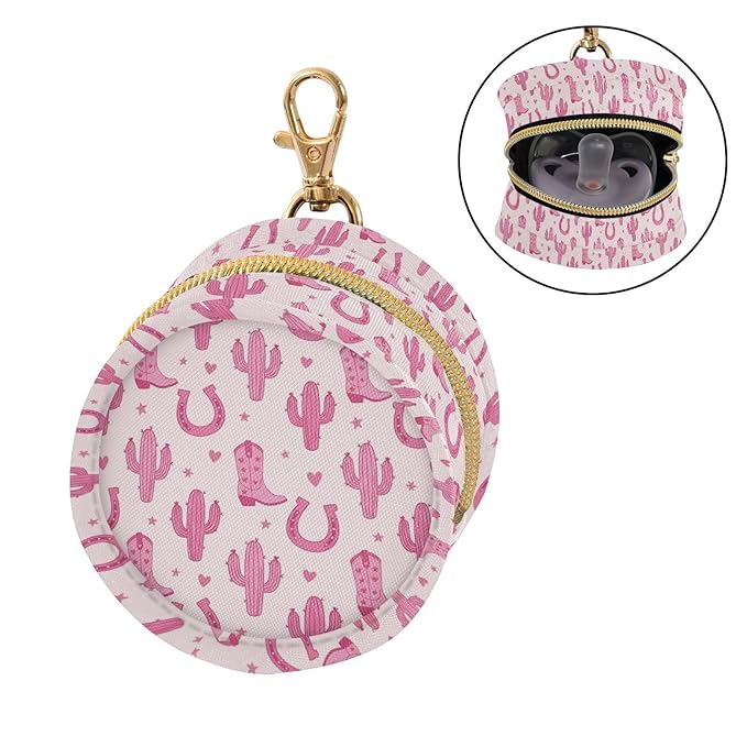 Western Boots Cactus Pink Print Pacifier Holder Case for Diaper Bag Portable Travel Pacifier Storage Case with Clip Newborn Baby Pouch for Baby Boys Girls Purse Outdoor