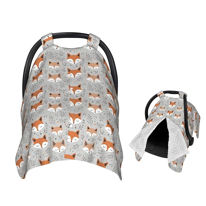 Cute Forest Fox Seamless Baby Car Seat Canopy Nursing Cover for Newborn Car Seat Breastfeeding Covers Blanket Newborn Shower Gift