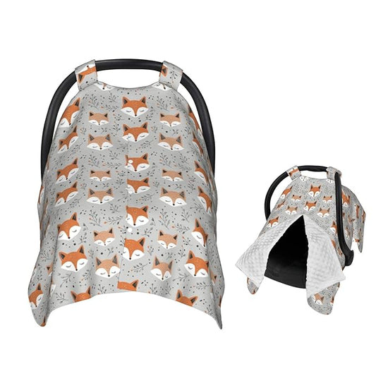 Cute Forest Fox Seamless Baby Car Seat Canopy Nursing Cover for Newborn Car Seat Breastfeeding Covers Blanket Newborn Shower Gift