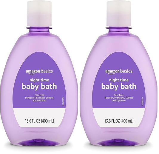 Amazon Basics Tear-Free Night-Time Baby Bath, Soothing, Lightly Scented, 13.6 Fl Oz, (Previously Solimo) (Pack of 2)