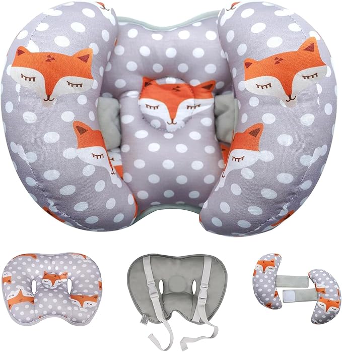 KAKIBLIN Baby Head Neck Support Pillow, 2 in 1 Banana Neck Pillow for Baby, Travel Pillow for Stroller Neck Support for Newborn, Adjustable Pillow for Head