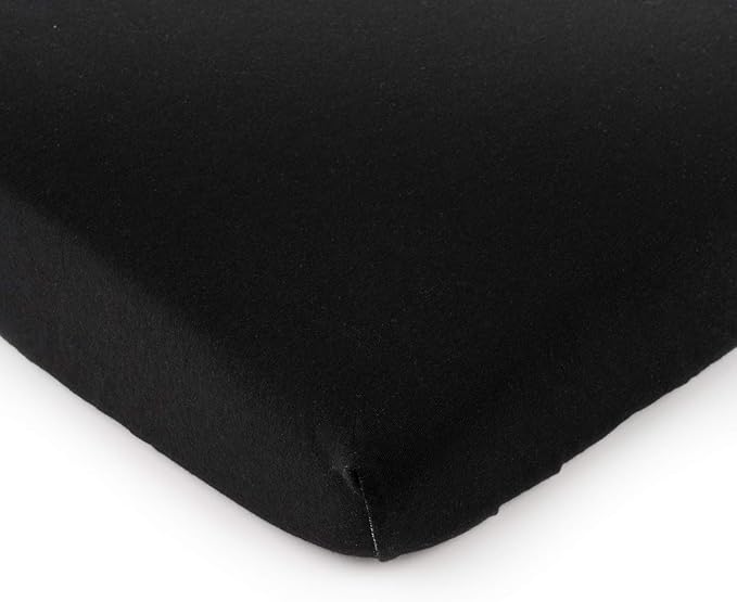 SheetWorld Baby Fitted Changing Pad Cover Sheet 16 x 33 inches, 100% Cotton Jersey Hypoallergenic Sheet, Unisex Boy Girl, Solid Black, Made in USA