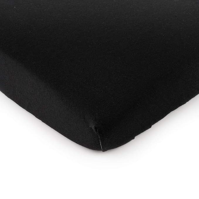 SheetWorld Fitted 100% Cotton Jersey Pack N Play Sheet Fits Graco 27 x 39, Solid Black, Made in USA