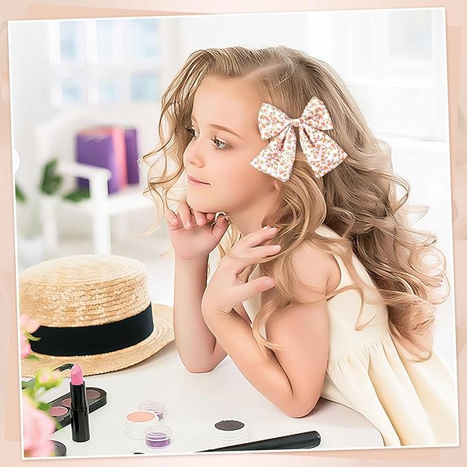 8 PCS Toddlers Hair Bows, Handmade 5" Hair Clips for Girls, Hair Accessories for Toddler Baby Girl Kids School Parties Christmas Gifts Stocking Stuffers (Fancy Design)