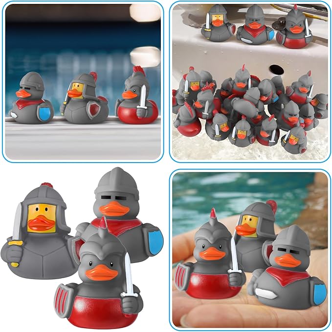 Sotiff 24 Pcs Medieval Rubber Duckies Knight Character Funny Military Rubber Ducks for Carnival Birthday Theme Decor Supplies