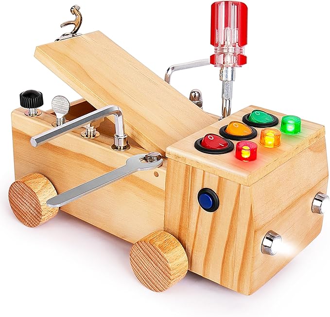 Montessori Schraubendreher Brett, Montessori Busy Board Spielzeug ab 2-6 Jahr, Montessori Activity Board Holzspielzeug Motorikspielzeug Lernspielzeug für Babys Kleinkinder Jungen Mädchen