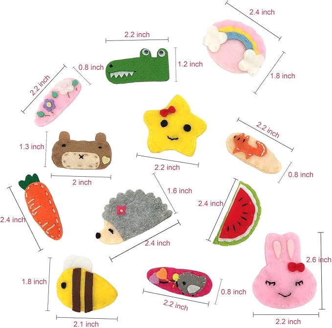 Elesa Miracle Toddlers Baby Girl Hair Clips Barrettes Animal Pattern Felt Snap Clips Hair Bows for Toddlers Girl Kids