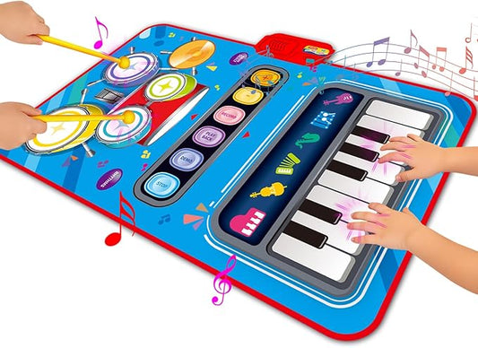 Toys for 1 Year Old Boy Gifts, 2-in-1 Musical Mat Toys for 1 2 3 4 5 Year Old,Educational Musical First Birthday Gifts 3 Boys,Christmas Stocking Stuffers Toddler