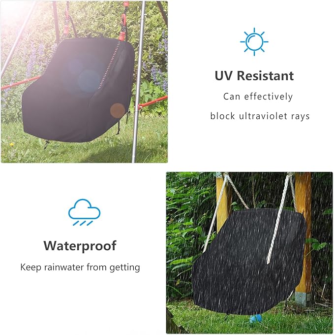 okcool Outdoor Toddler Swing Seat Cover,Outdoor Baby Swing Cover,A Wide Selection of Cute Colors and Patterns,Black