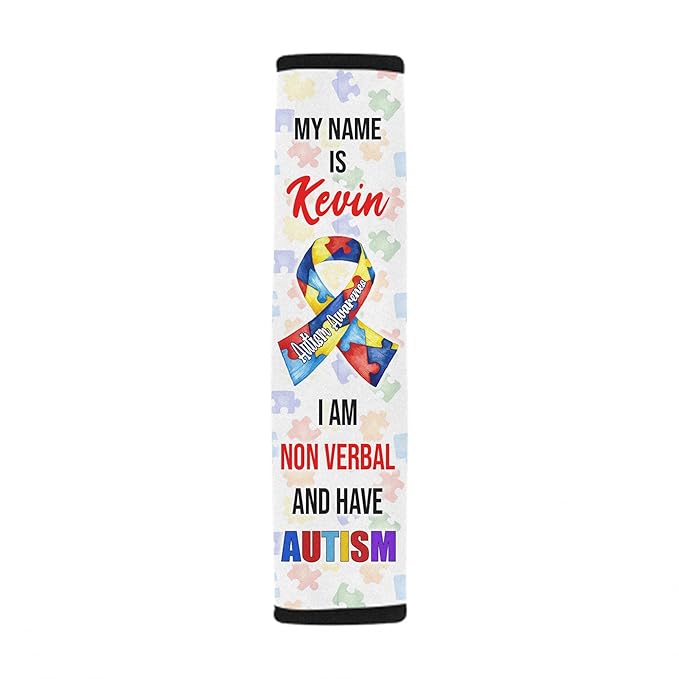 AprilLove My Name is Seat Belt Autism Awareness Seat Belt Cover for Kid Family Special Need Autistic Medical Alert Car Cushion 7inch x 10inch