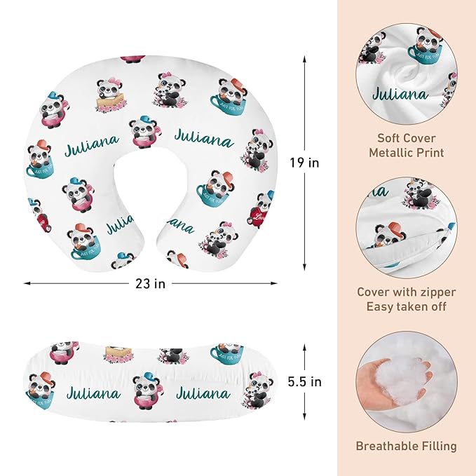 Personalised 7 in 1 Car Seat Cover for Girls and Boys - Multipurpose Breast Feeding Cover, White Panda Print Nursing Cover, Grocery Cart Cover - Birthday Gift for Babies(27"x29")