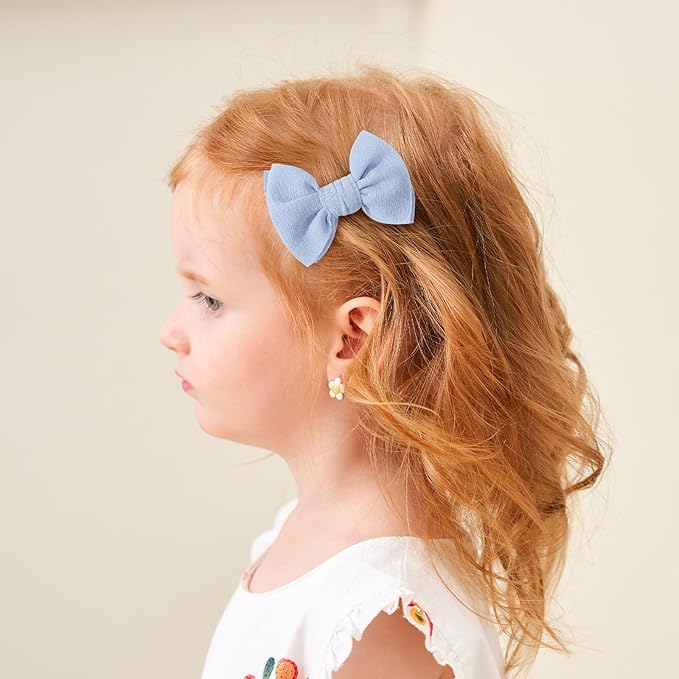 Choicbaby Baby Hair Clips 3” Fabric Girl Hair Bows Baby Barrettes Accessories with Alligator Clips for Toddlers Kids Infant(8pcs-Green Blue Pink Purple)