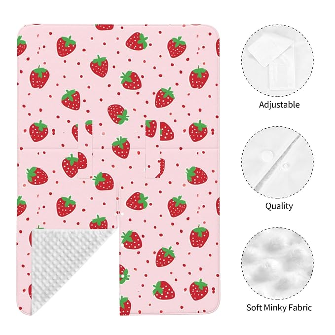 KiuLoam Pink Dots Strawberry Baby Car Seat Canopy, Nursing Cover for Mom Breastfeeding Scarf, Infant Car Seat Cover/Multiuse Baby Stroller Covers for Babies Boys Girls