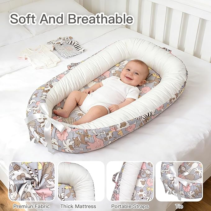 Baby Support Cushion | Organic Cotton Infant Support Cushion | Reversible, Adjustable & Portable Floor Cushion | Soft, Breathable, Washable Cover