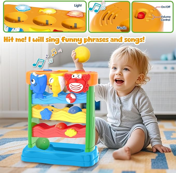 AuroTops Toys for 1 2 3 Years Old Boys & Girls, Toddler Musical Toy for 6-12-18-24 Months, Interactive Montessori Toys with Light & Sound,Christmas Birthday Gifts for Baby Age 1-2 Years Old