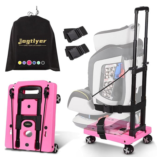 Car Seat Dolly for Airport Folding Car Seat Travel Cart for Airplane - Car Seat Roller with Wheel Cart Carrier with Straps Foldable Luggage Trolley Folding Hand Truck Dolly for Moving