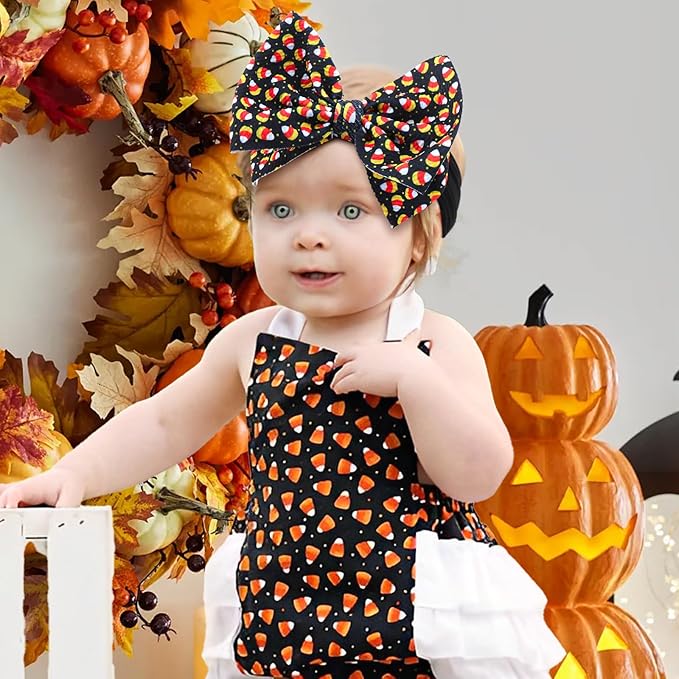 Halloween Baby Girl Bows Hair Accessories Headbands with Bows for Newborn Elastic Nylon Halloween Hairbands 2 PCS