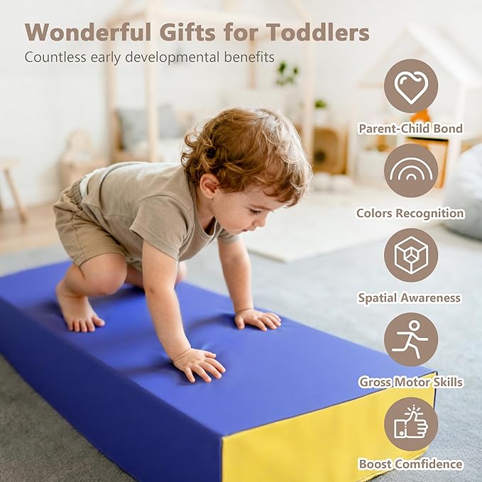 Kinder King Climb and Crawl Activity Play Set, 10-Piece Soft Foam Block for Climbing, Crawling and Sliding, Indoor Climber for Toddlers and Kids, Baby Infant Lightweight Climbing Toys