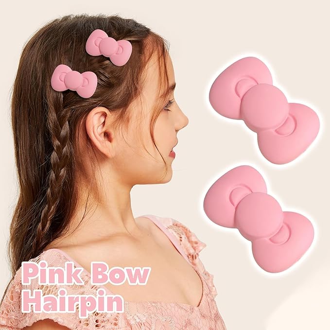 2 Pcs Pink Bow Hair Clips for Girls ， Bows Hair Barrettes for Women, Fashion Bow Hairpin Alligator Clips, Bows Hair Accessories for Girls and Women Clips and Barrettes