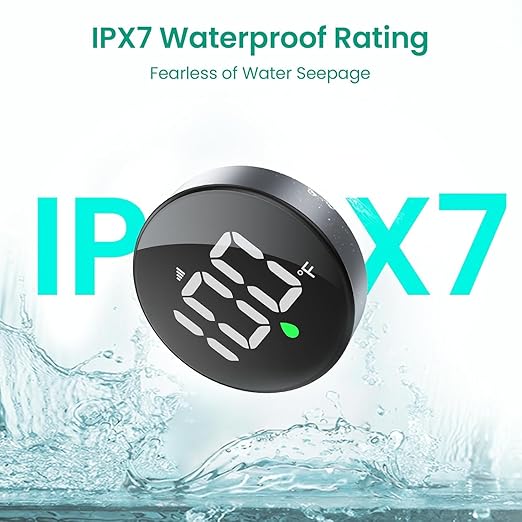 Longriver MX08 Shower Temperature Display, Shower Thermometer with Hydro Powered Sensor, Digital Water Temperature Monitor, Large Adjustable Display, IPX7 Waterproof for Bathroom, °F /°C Switchable