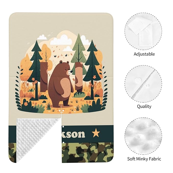 Personalized Winter Carseat Cover for Baby Custom Name Car Seat Canopy for Newborn Baby Boys Girls 2 in 1 Mom Nursing Breastfeeding Covers Bear Minky Baby Carrier Stroller Covers