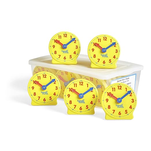 hand2mind-42836 Geared Clocks Classroom Kit (Set of 24) & 343B Foam Two-Color Counters (Pack of 200)