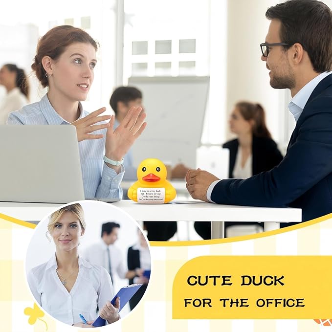 Civaner 7 Inch Emotional Giant Rubber Duck Big Jumbo Positive Yellow Duck Inspirational Gift Large Duckling Toy with Squeaky Sound for Men Coworker Colleges Graduation(I Believe in You)