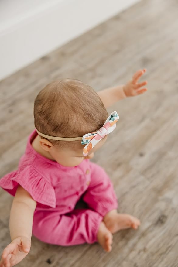 Copper Pearl Ribbon Baby Bow Siena