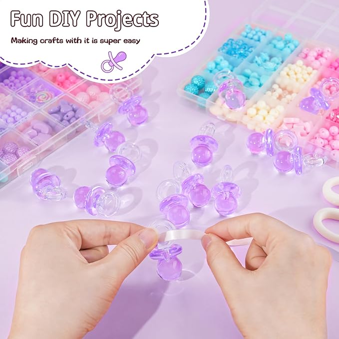 48 Pcs Acrylic Pacifiers for Baby Shower Game Boy Girl, 1.75’’ Baby Shower Pacifiers, Bulk Pacifier for Hunt Games, Decoration DIY, Gender Reveal Table Scatter, Party Favors(Purple)