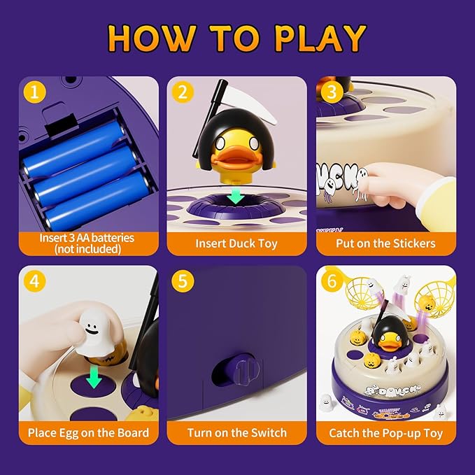 B.Duck Bounce and Catch Games, for Toddlers 3-5, Board Game for Kids Age 4-8, Interactive & Music Duck Games for 5-7 Boys Girls
