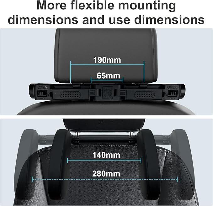 Car Headrest Pillow,Head, Neck Support Pillow,U Shaped Car Sleeping Pillow,180° Adjustable,Improve Head and Neck Posture and Adjust Sleep Position,Suitable for Kids and Adults (Black)