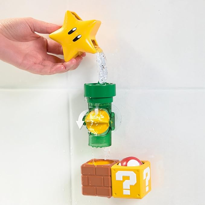 My Mario Pipes Playset by TOMY Toomies - Pouring Toddler Water Toys for Bath or Pool with Suction Cups - Officially Licensed Mario Toys - Ages 2 Years and Up