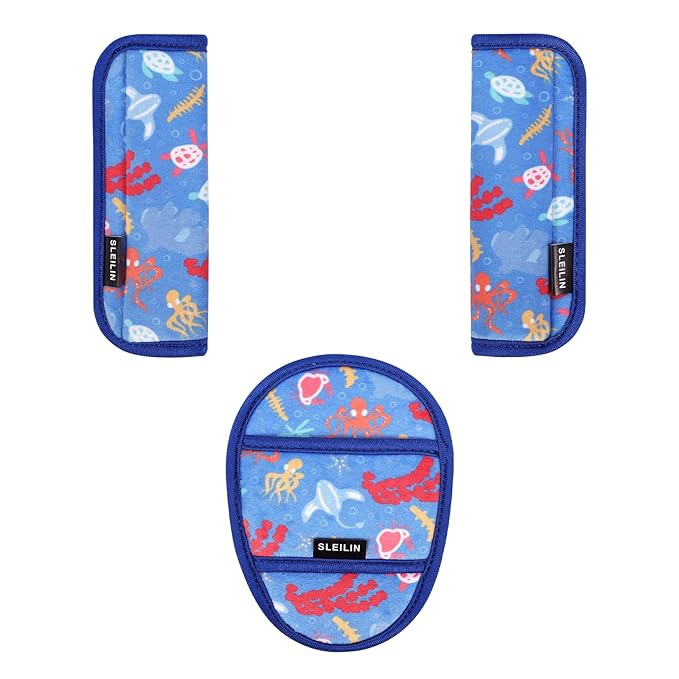 3 Pcs Car Seat Straps Shoulder Pads Suit for Kids : Ultra-Soft Child Car Seat Strap Covers, Kids Car Seat Strap Pads, Cute Plush Printed Seat Belt Covers, Hip Support, for Pushchair, Baby Stroller