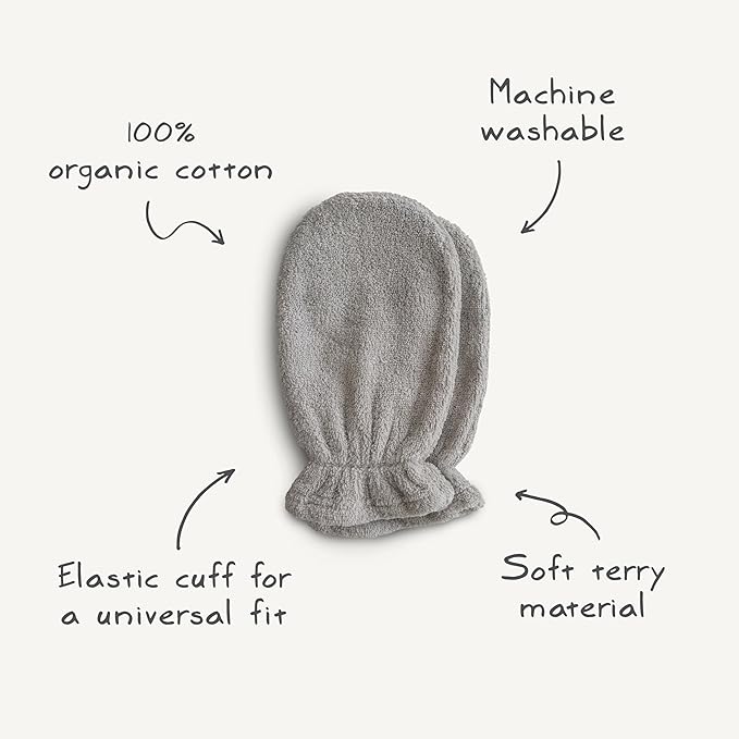 mushie Baby Bath Mitt | Organic Cotton | Pack of 2 (Fall Yellow)