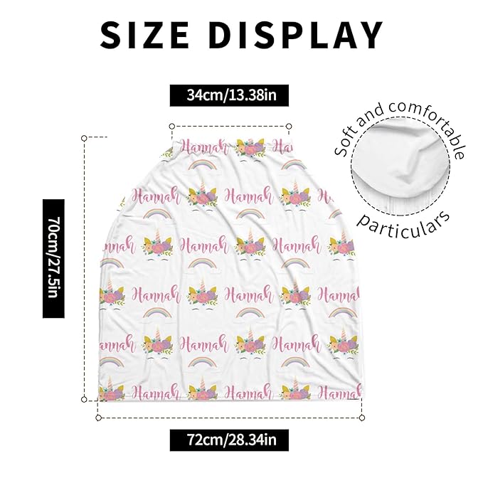 Personalized Baby Car Seat Cover Stroller Canopy: Custom Name Newborn Baby Girl Elastic Pink Nursing Cover for Moms First Birthday Gift(one Size)