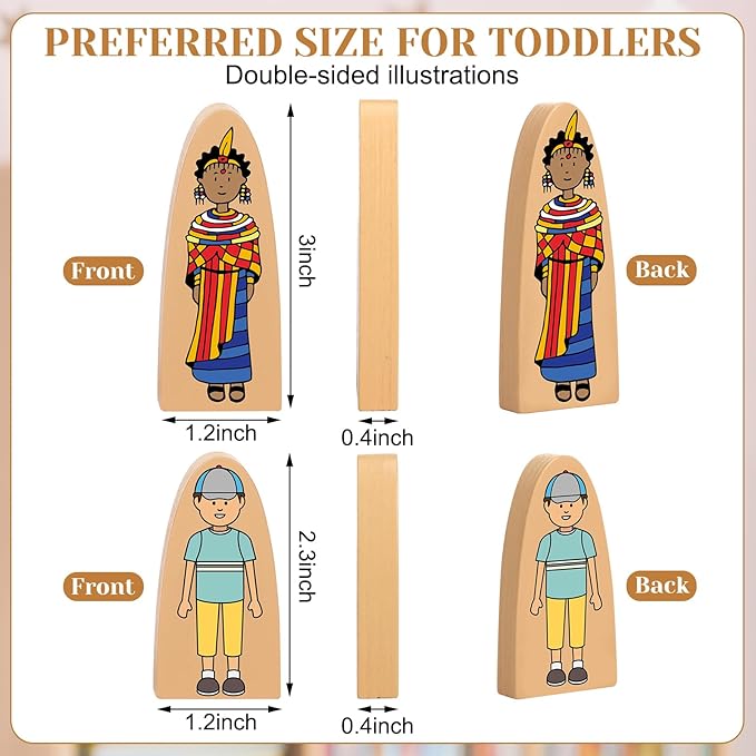 Syhood 30 Pcs Wooden Community Helpers Toys Multicultural Career Wooden People Figures Dolls Small Diversity Professionals Wood Blocks for Preschool Classroom Decorations Games Educational Supplies