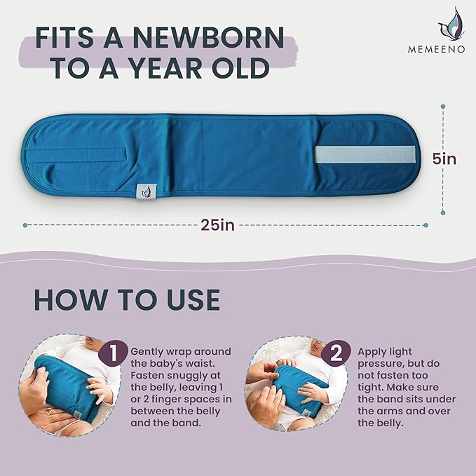 MEMEENO Baby Belly Band for Gas and Colic Baby Relief - Belly Band for Baby Heating Pad for Colic, Baby Gas Relief, Gas Relief for Infants, Baby Heated Tummy Wrap, Colic Relief for Newborns, Ocean