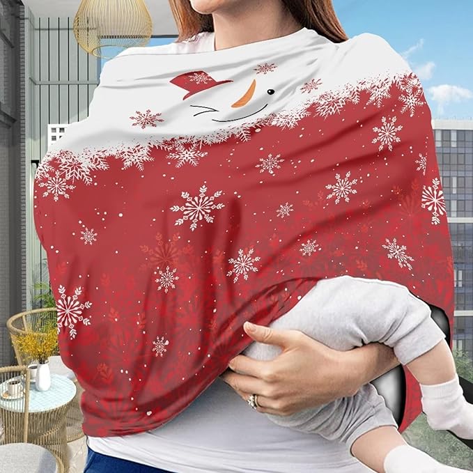 Snowman Nursing Breastfeeding Covers Multipurpose Infant Seat Cover Canopy Christmas Decorations Outdoor,High Chair/Stroller Covers/Stroller