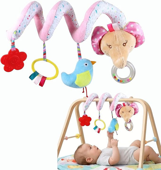 Multi-Use Baby Spiral Activity Toy – Spiral carseat Toy for Car Seat, Stroller,Play Gym, Keeps Baby Quiet, Easy Travel Solution