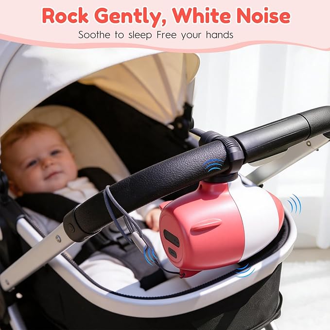 Hands-Free Baby Stroller Rocker | Automatic Rocking Device for Cribs, Bouncers, and Strollers | Baby Vibrating Soother with 5-Speed Settings, 12-Hour Portable Use, 40-Minute Timer, Newborn Essential
