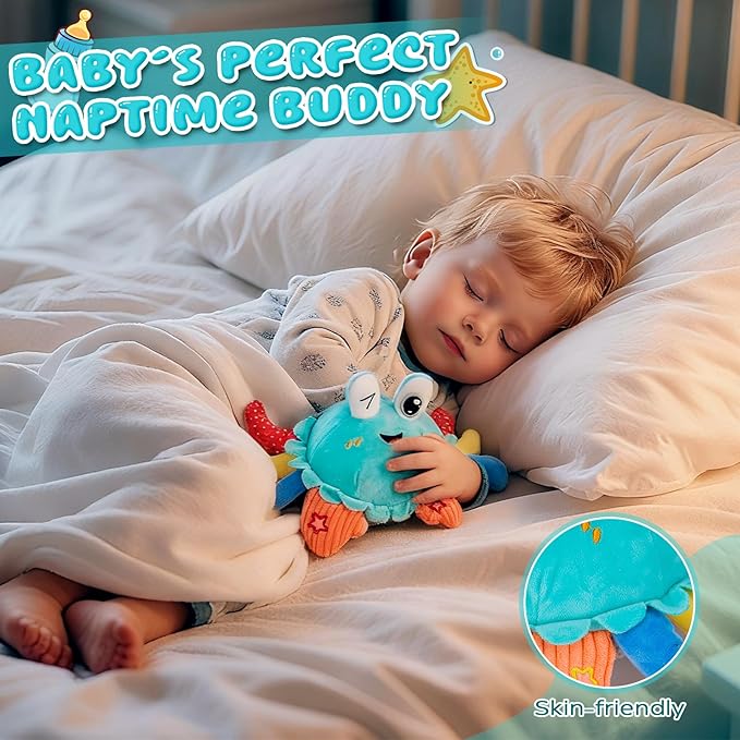 Kleikyerel Baby Toys 1 Year Old 6-12 Months, Crawling Crab Baby Plush Toy, Musical Tummy Time Toys, Dancing Moving Bouncing Recording Sensory Toys for 1 2 3 Year Old Boy Girl Gifts