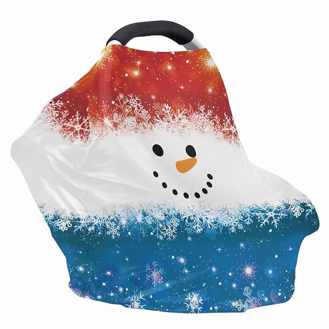 Upetstory Christmas Snowman Nursing Cover for Breastfeeding,Infant Carseat Cover Baby Car Seat Covers for Newborns Boys Girls