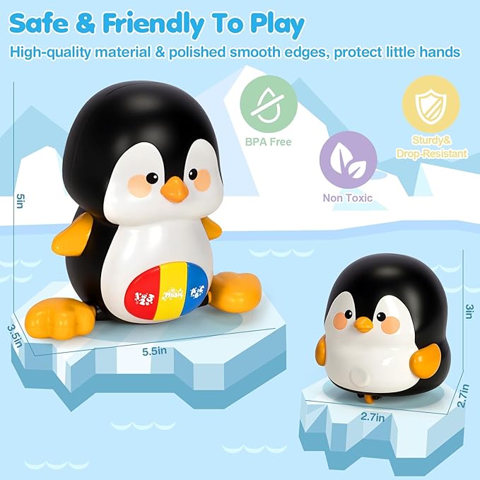 Baby Toys 6-12 Months, Musical Penguins Crawling Infant Toys, Early Learning Toy for Tummy Time with Light & Sound, Birthday Gifts for Babies Newborn Boys Girls 6 7 8 9 10 11 Months 1 Year Old